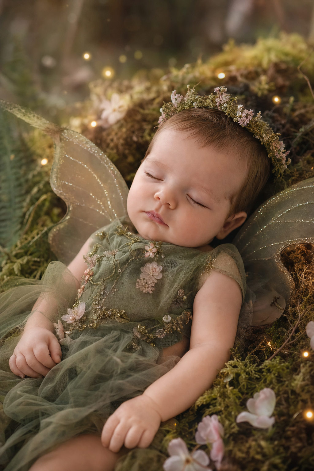Baby photo transformed into an enchanted woodland fairy newborn portrait